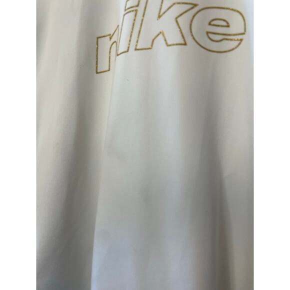 Nike Dry-Fit Activewear Athleisure White Vented Hoodie Glitter Gold Logo Medium - Picture 2 of 11